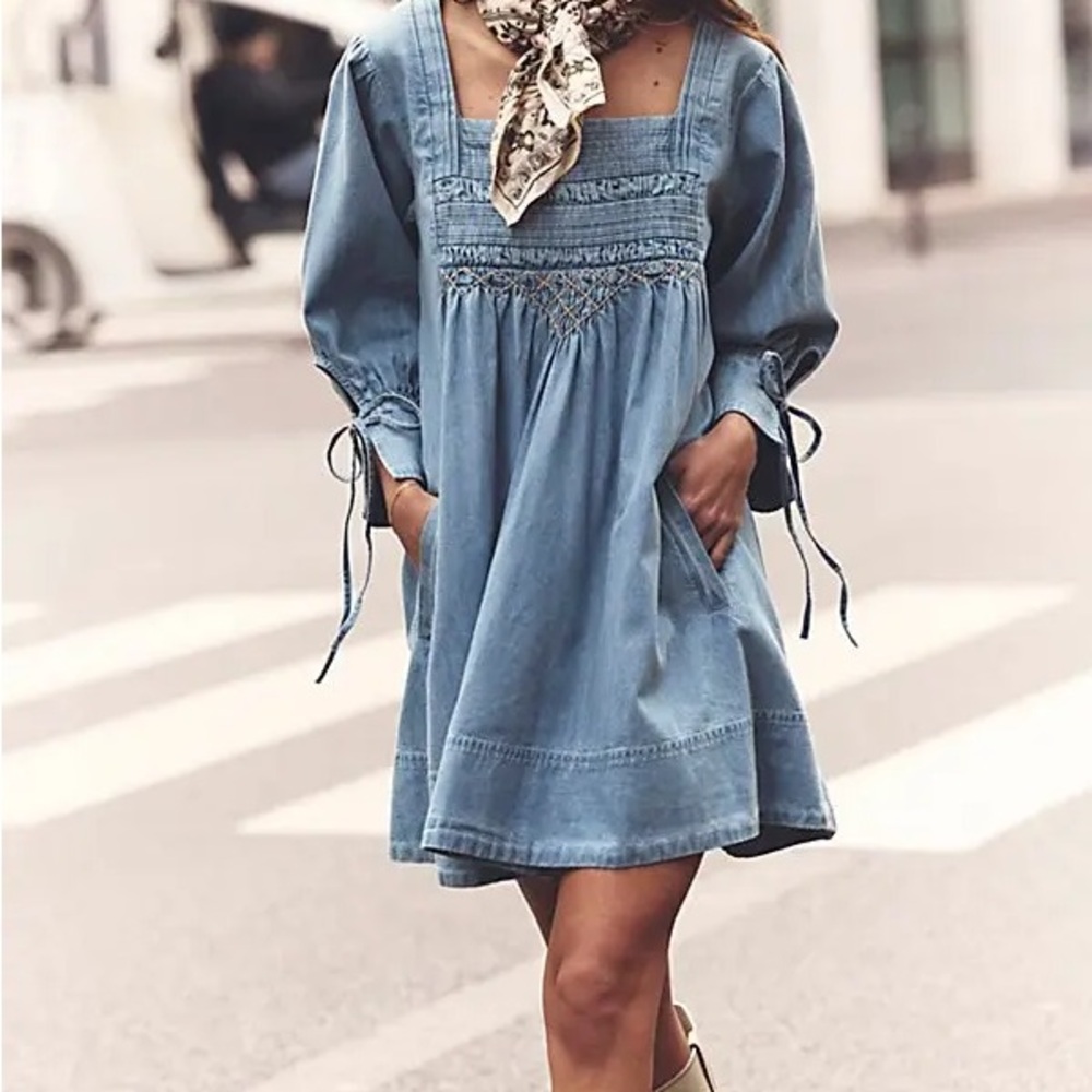Free People Sonora Denim Mini Dress NWT